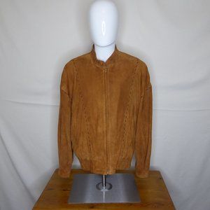 Vintage Men's Bally Tan Suede Jacket Black Accent Stitching Size 40